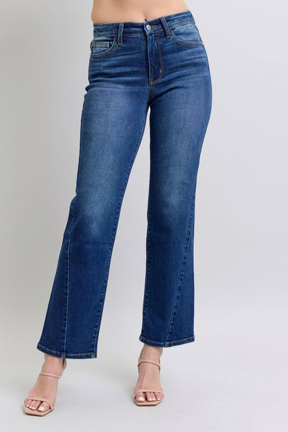 Judy Blue full size side seam detail straight jeans with pockets