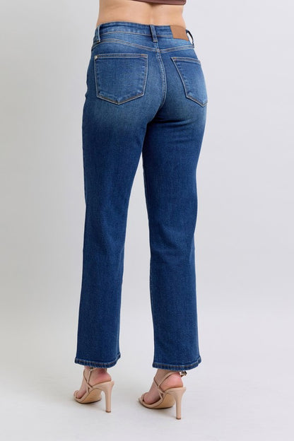 Judy Blue full size side seam detail straight jeans with pockets