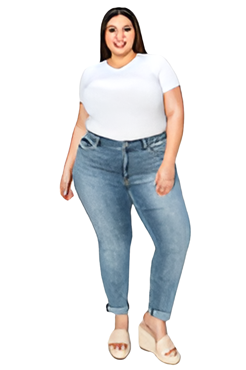 Judy Blue full size cuffed hem low waist slim jeans