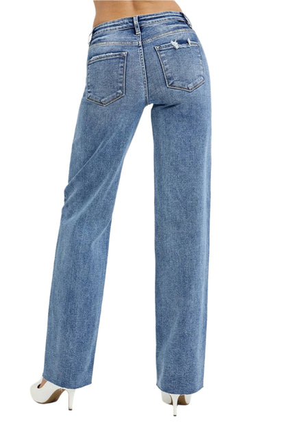 RISEN full size high rise straight leg jeans with pockets