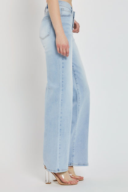 RISEN full size wide leg v dipped front waist jeans
