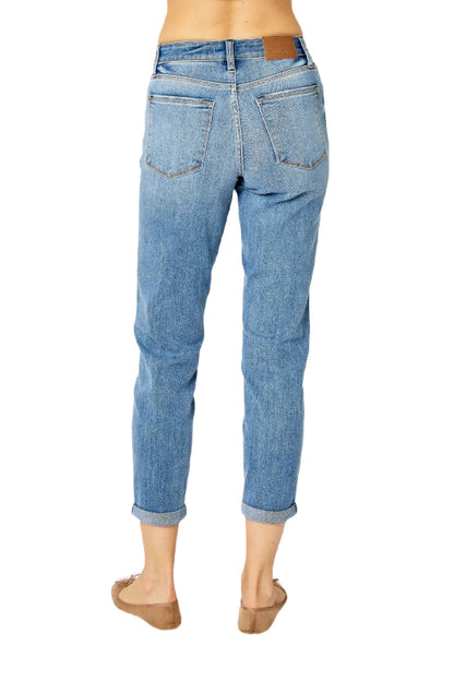 Judy Blue Full Size Cuffed Hem Low Waist Slim Jeans