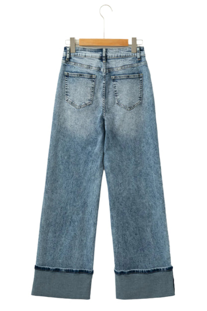 SYNZ washed wide leg jeans with pocket
