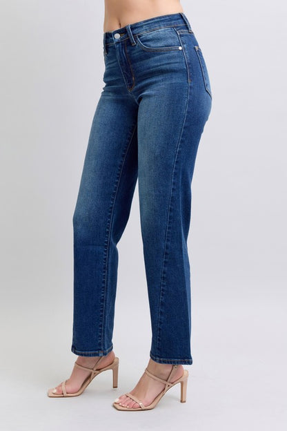 Judy Blue full size side seam detail straight jeans with pockets