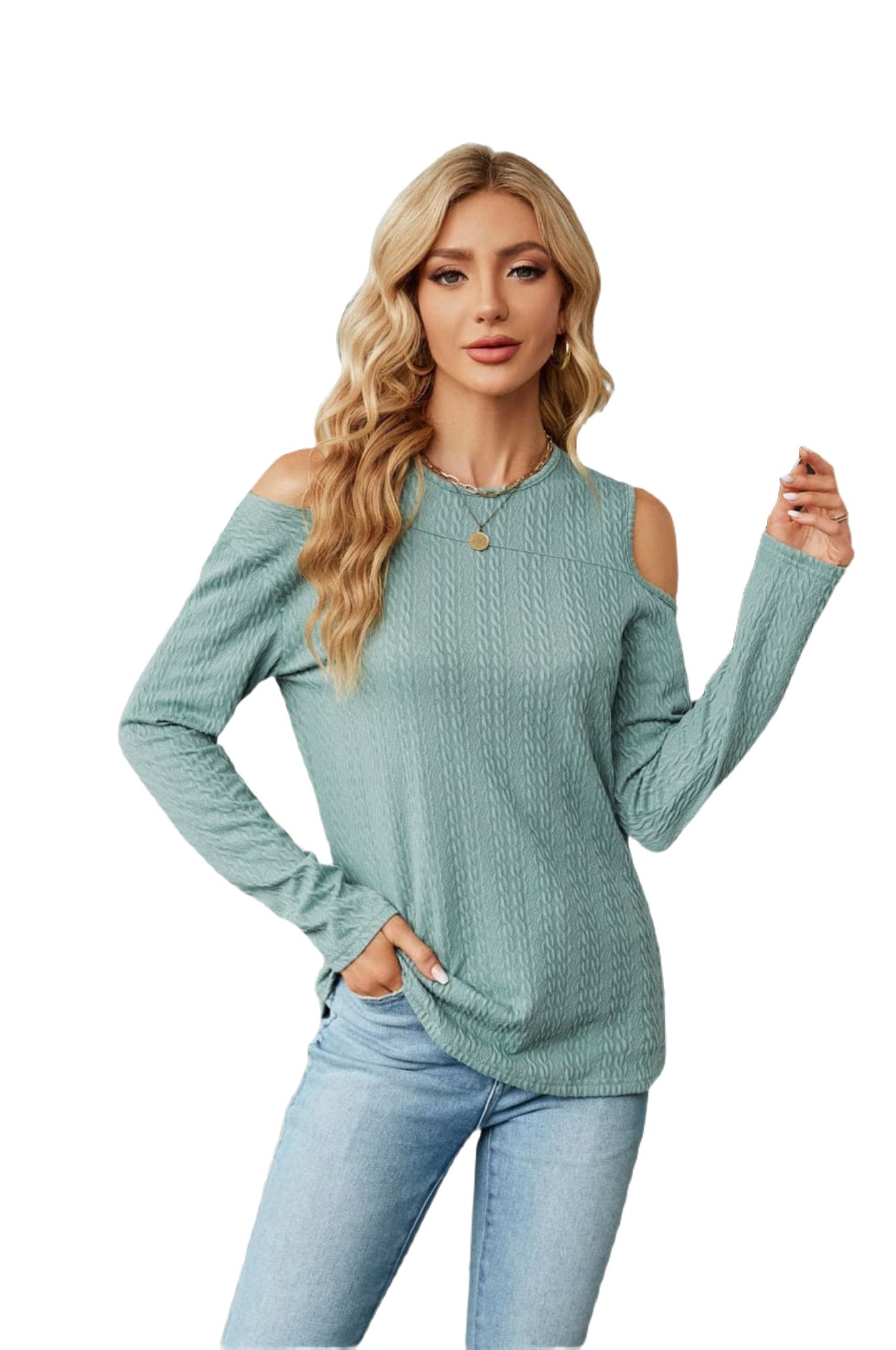 Dropped Shoulder Long Sleeve Blouse