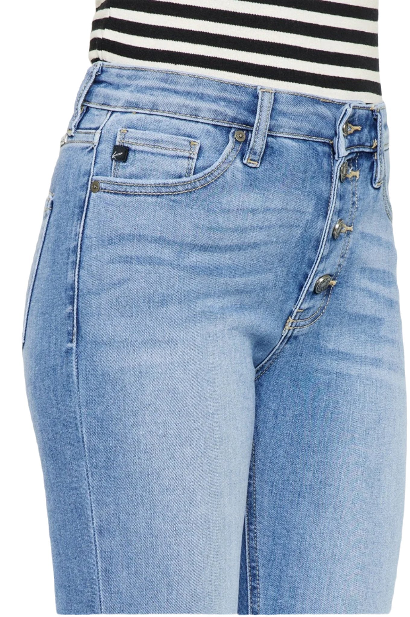 Kancan Distressed Cat's Whiskers Button Fly Jeans