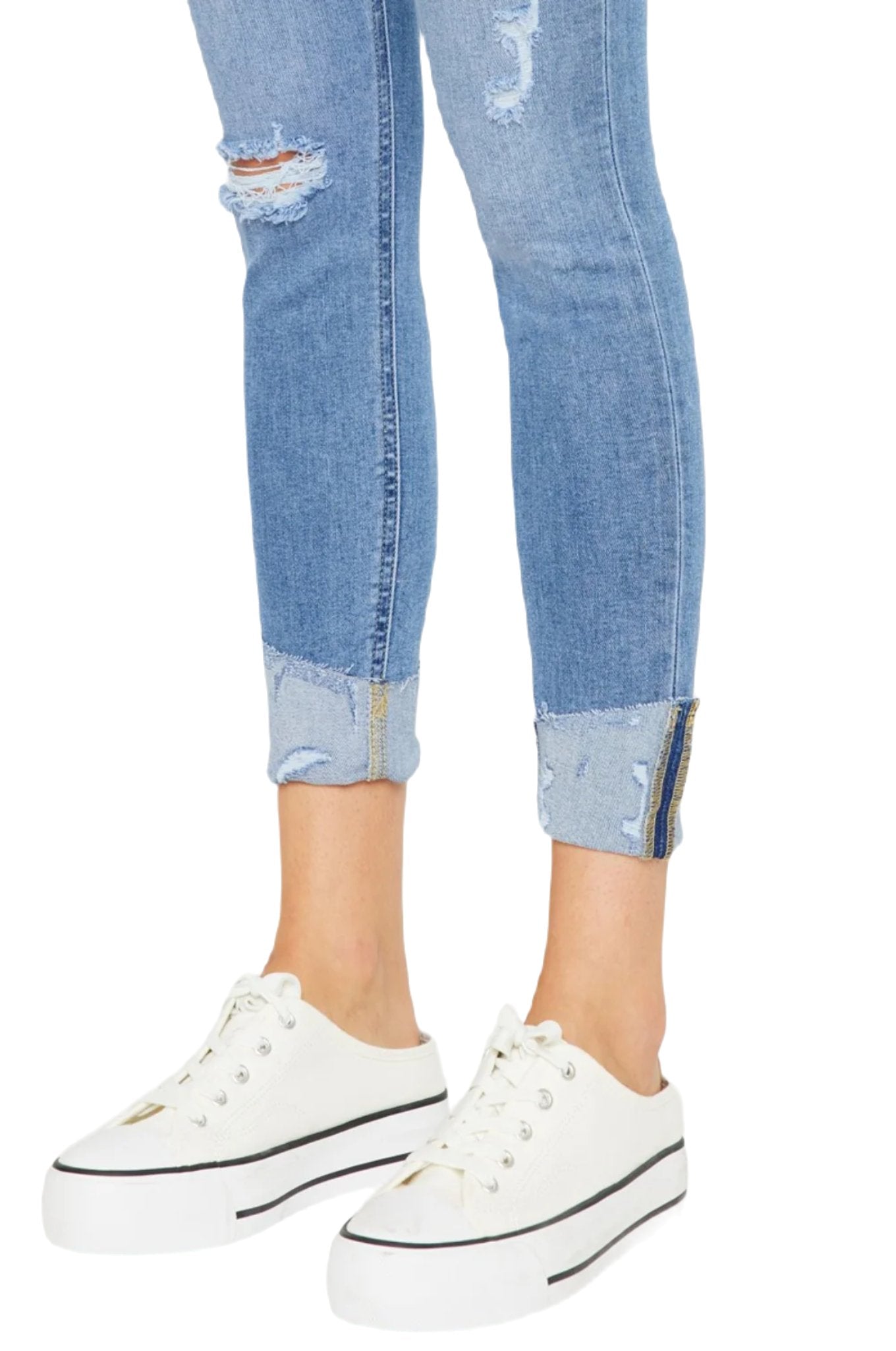 Kancan Distressed Cat's Whiskers Button Fly Jeans