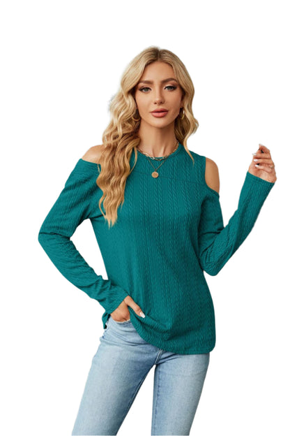 Dropped Shoulder Long Sleeve Blouse